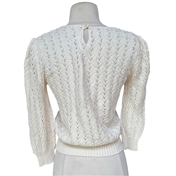 Late 1970s Ecru Cotton Blend Open-Knit w/Intricate Pointelle Design on Upper Che - Picture 5 of 5